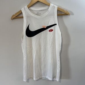 Nike White Tank Top with Black Swoosh